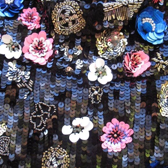 MAC DUGGAL 93695 Womens Black Floral Sequined Strapless Column Gown - Picture 8 of 13